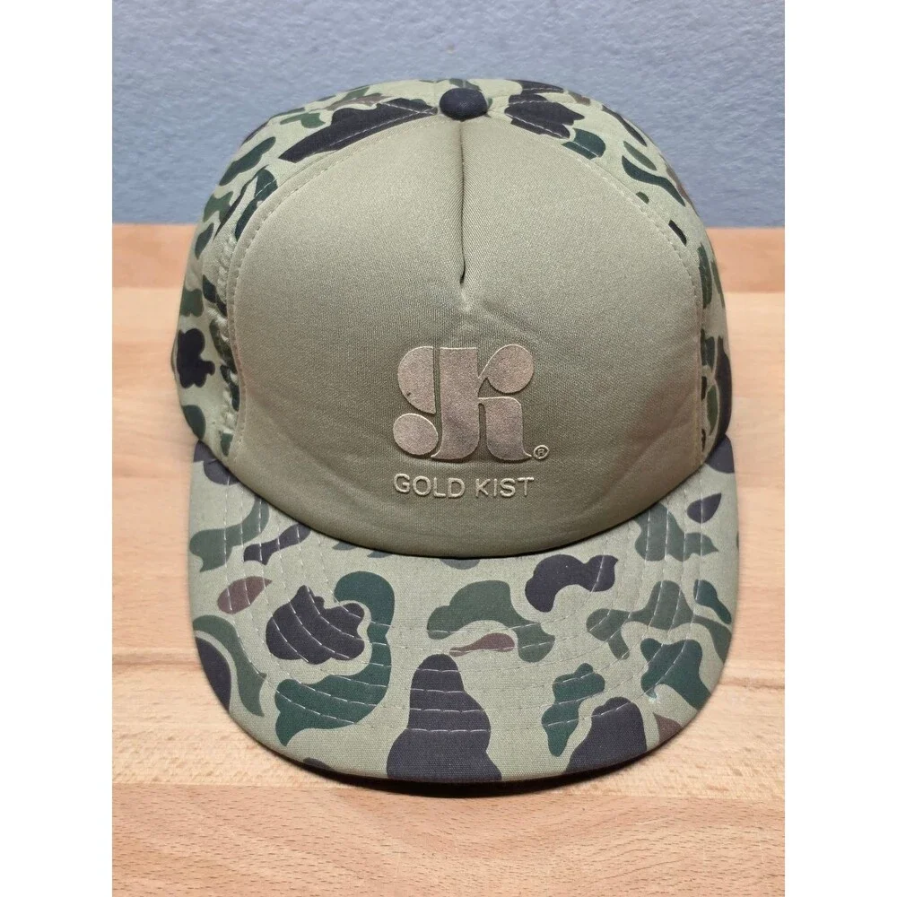 GOLD KIST Yupoong Showcase Trucker Hat Men's OSFA Duck Camo Olive Green Cap